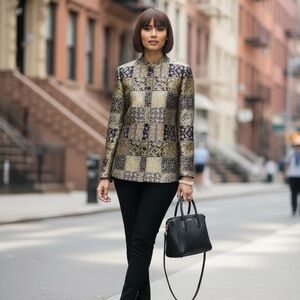 Chic Women's Gold and Black Blazer